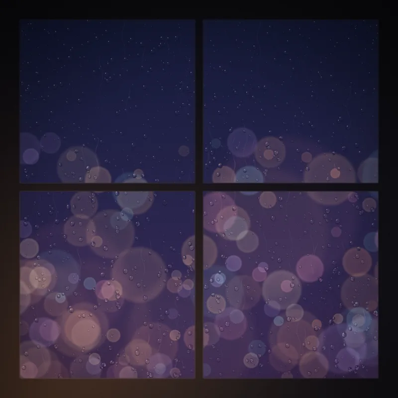 Cover von Where the Lights Blur: verschwommene Stadtlichter hinter einem Fenster mit Regentropfen